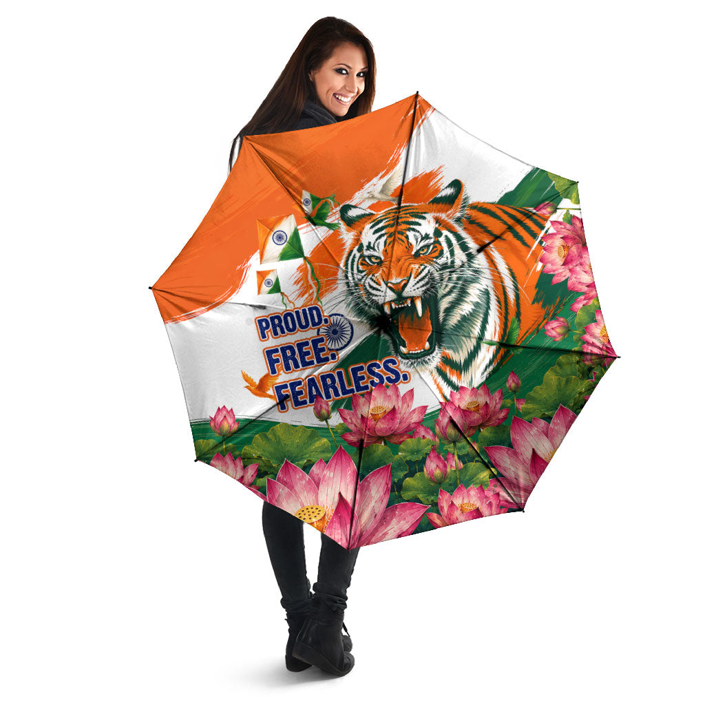 India Proud Free Fearless Umbrella Bengal Tiger Military Soldier Jets Art