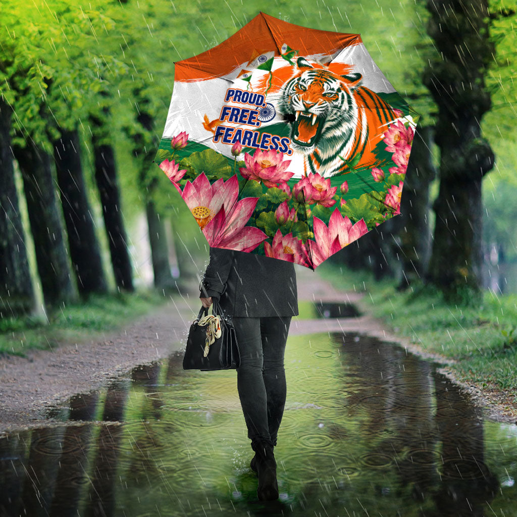 India Proud Free Fearless Umbrella Bengal Tiger Military Soldier Jets Art