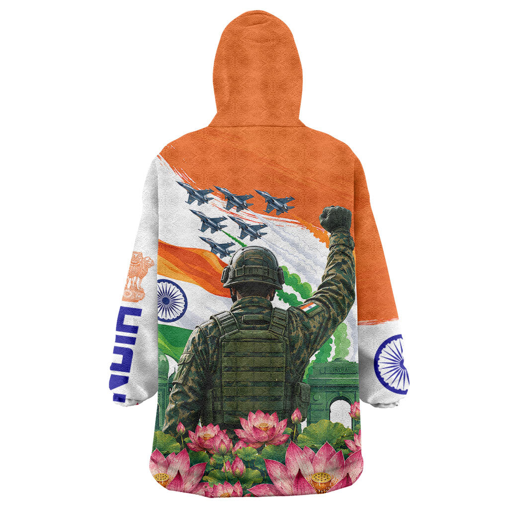 India Proud Free Fearless Wearable Blanket Hoodie Bengal Tiger Military Soldier Jets Art