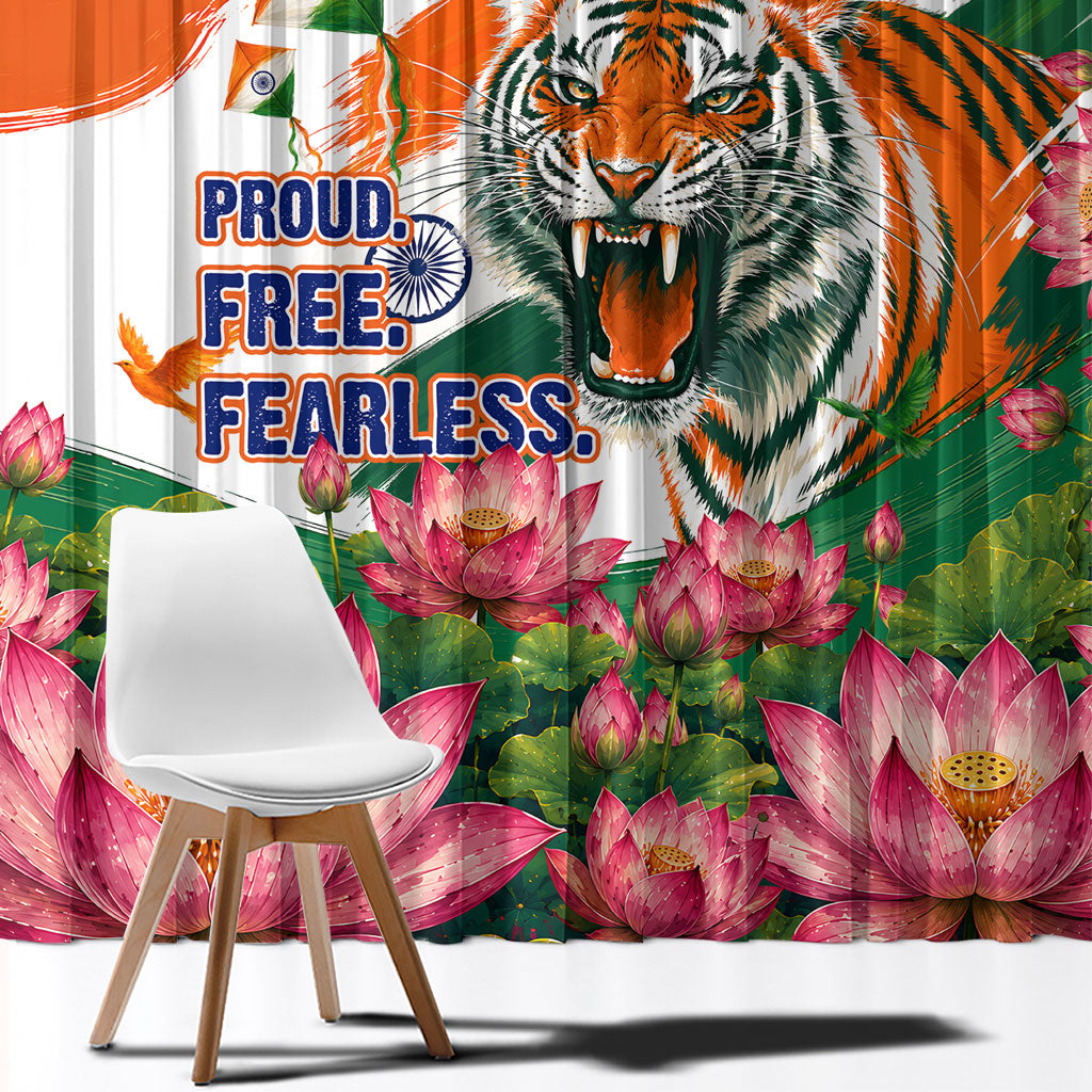 India Proud Free Fearless Window Curtain Bengal Tiger Military Soldier Jets Art