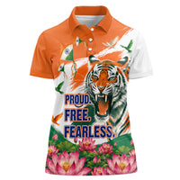 India Proud Free Fearless Women Polo Shirt Bengal Tiger Military Soldier Jets Art