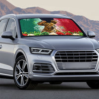 Viva Mexico Independence Day Auto Sun Shade Sombrero Jaguar Mayan Pyramid Fireworks