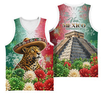 Viva Mexico Independence Day Basketball Jersey Sombrero Jaguar Mayan Pyramid Fireworks