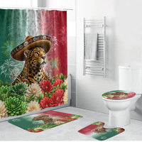 Viva Mexico Independence Day Bathroom Set Sombrero Jaguar Mayan Pyramid Fireworks