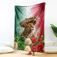 Viva Mexico Independence Day Blanket Sombrero Jaguar Mayan Pyramid Fireworks