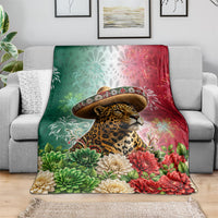 Viva Mexico Independence Day Blanket Sombrero Jaguar Mayan Pyramid Fireworks