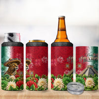 Viva Mexico Independence Day 4 in 1 Can Cooler Tumbler Sombrero Jaguar Mayan Pyramid Fireworks