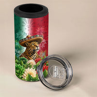 Viva Mexico Independence Day 4 in 1 Can Cooler Tumbler Sombrero Jaguar Mayan Pyramid Fireworks