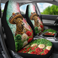 Viva Mexico Independence Day Car Seat Cover Sombrero Jaguar Mayan Pyramid Fireworks