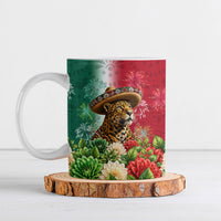 Viva Mexico Independence Day Ceramic Mug Sombrero Jaguar Mayan Pyramid Fireworks