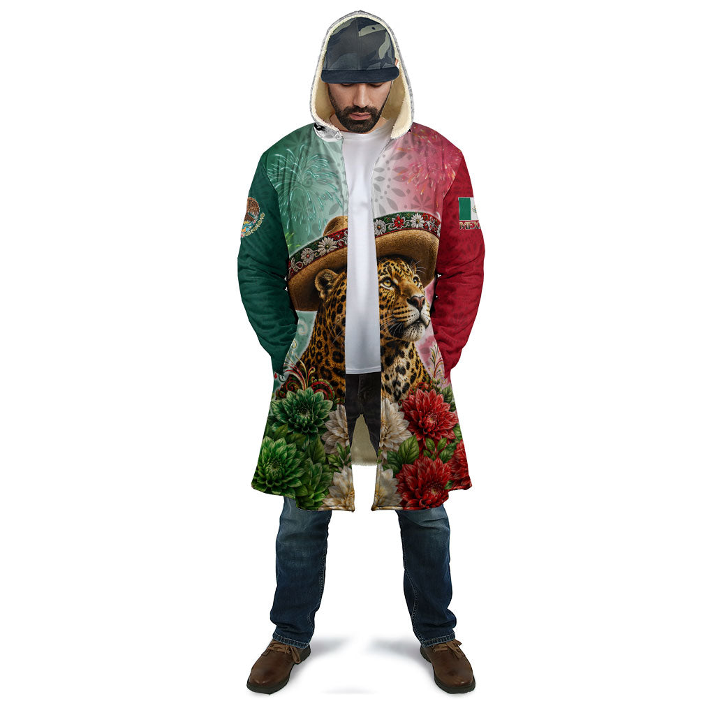 Viva Mexico Independence Day Cloak Sombrero Jaguar Mayan Pyramid Fireworks