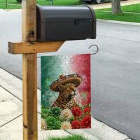 Viva Mexico Independence Day Garden Flag Sombrero Jaguar Mayan Pyramid Fireworks