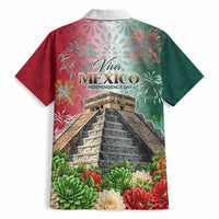 Viva Mexico Independence Day Hawaiian Shirt Sombrero Jaguar Mayan Pyramid Fireworks