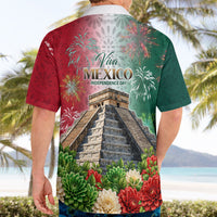 Viva Mexico Independence Day Hawaiian Shirt Sombrero Jaguar Mayan Pyramid Fireworks