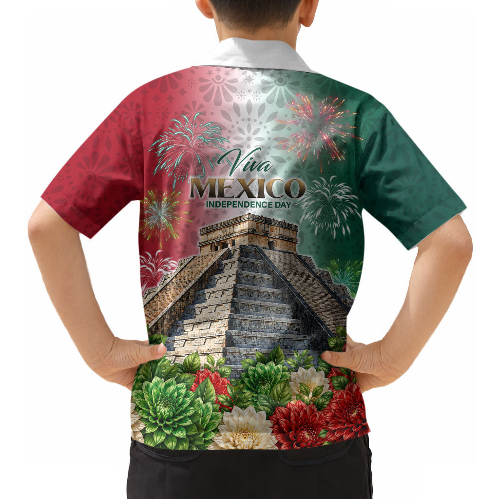 Viva Mexico Independence Day Hawaiian Shirt Sombrero Jaguar Mayan Pyramid Fireworks