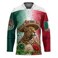 Viva Mexico Independence Day Hockey Jersey Sombrero Jaguar Mayan Pyramid Fireworks
