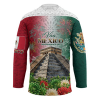 Viva Mexico Independence Day Hockey Jersey Sombrero Jaguar Mayan Pyramid Fireworks