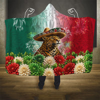 Viva Mexico Independence Day Hooded Blanket Sombrero Jaguar Mayan Pyramid Fireworks