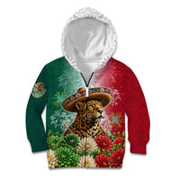 Viva Mexico Independence Day Kid Hoodie Sombrero Jaguar Mayan Pyramid Fireworks