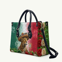 Viva Mexico Independence Day Leather Bag Sombrero Jaguar Mayan Pyramid Fireworks