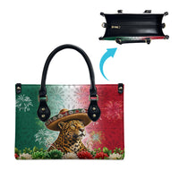 Viva Mexico Independence Day Leather Bag Sombrero Jaguar Mayan Pyramid Fireworks