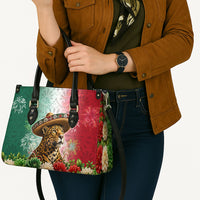 Viva Mexico Independence Day Leather Bag Sombrero Jaguar Mayan Pyramid Fireworks