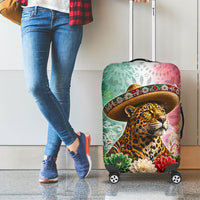 Viva Mexico Independence Day Luggage Cover Sombrero Jaguar Mayan Pyramid Fireworks