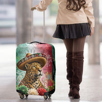 Viva Mexico Independence Day Luggage Cover Sombrero Jaguar Mayan Pyramid Fireworks