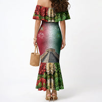 Viva Mexico Independence Day Mermaid Dress Sombrero Jaguar Mayan Pyramid Fireworks