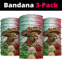Viva Mexico Independence Day Neck Gaiter Sombrero Jaguar Mayan Pyramid Fireworks