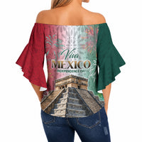 Viva Mexico Independence Day Off Shoulder Wrap Waist Top Sombrero Jaguar Mayan Pyramid Fireworks