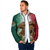 Viva Mexico Independence Day Padded Jacket Sombrero Jaguar Mayan Pyramid Fireworks