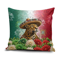 Viva Mexico Independence Day Pillow Cover Sombrero Jaguar Mayan Pyramid Fireworks