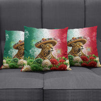 Viva Mexico Independence Day Pillow Cover Sombrero Jaguar Mayan Pyramid Fireworks