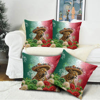 Viva Mexico Independence Day Pillow Cover Sombrero Jaguar Mayan Pyramid Fireworks
