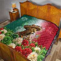 Viva Mexico Independence Day Quilt Sombrero Jaguar Mayan Pyramid Fireworks