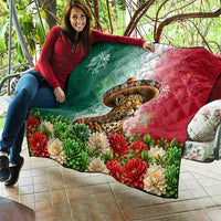 Viva Mexico Independence Day Quilt Sombrero Jaguar Mayan Pyramid Fireworks