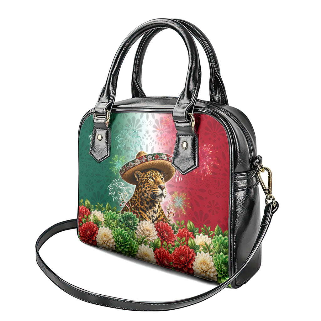 Viva Mexico Independence Day Shoulder Handbag Sombrero Jaguar Mayan Pyramid Fireworks
