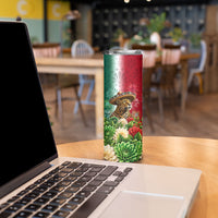 Viva Mexico Independence Day Skinny Tumbler Sombrero Jaguar Mayan Pyramid Fireworks