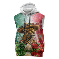 Viva Mexico Independence Day Sleeveless Hoodie Sombrero Jaguar Mayan Pyramid Fireworks