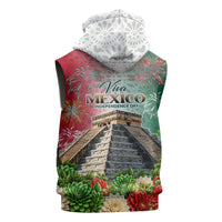 Viva Mexico Independence Day Sleeveless Zip Hoodie Sombrero Jaguar Mayan Pyramid Fireworks