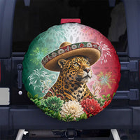 Viva Mexico Independence Day Spare Tire Cover Sombrero Jaguar Mayan Pyramid Fireworks