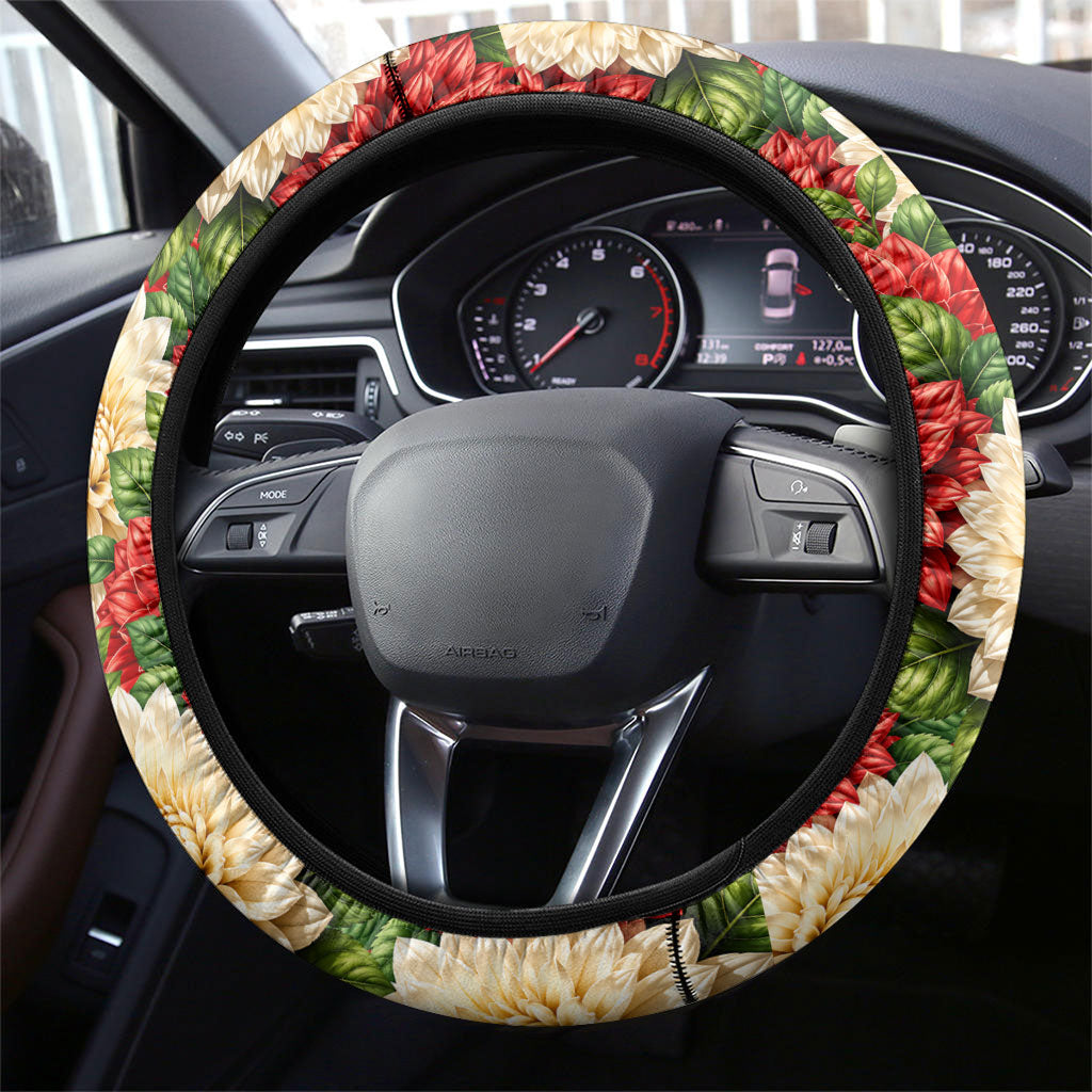 Viva Mexico Independence Day Steering Wheel Cover Sombrero Jaguar Mayan Pyramid Fireworks