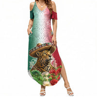 Viva Mexico Independence Day Summer Maxi Dress Sombrero Jaguar Mayan Pyramid Fireworks