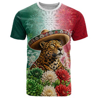 Viva Mexico Independence Day T Shirt Sombrero Jaguar Mayan Pyramid Fireworks