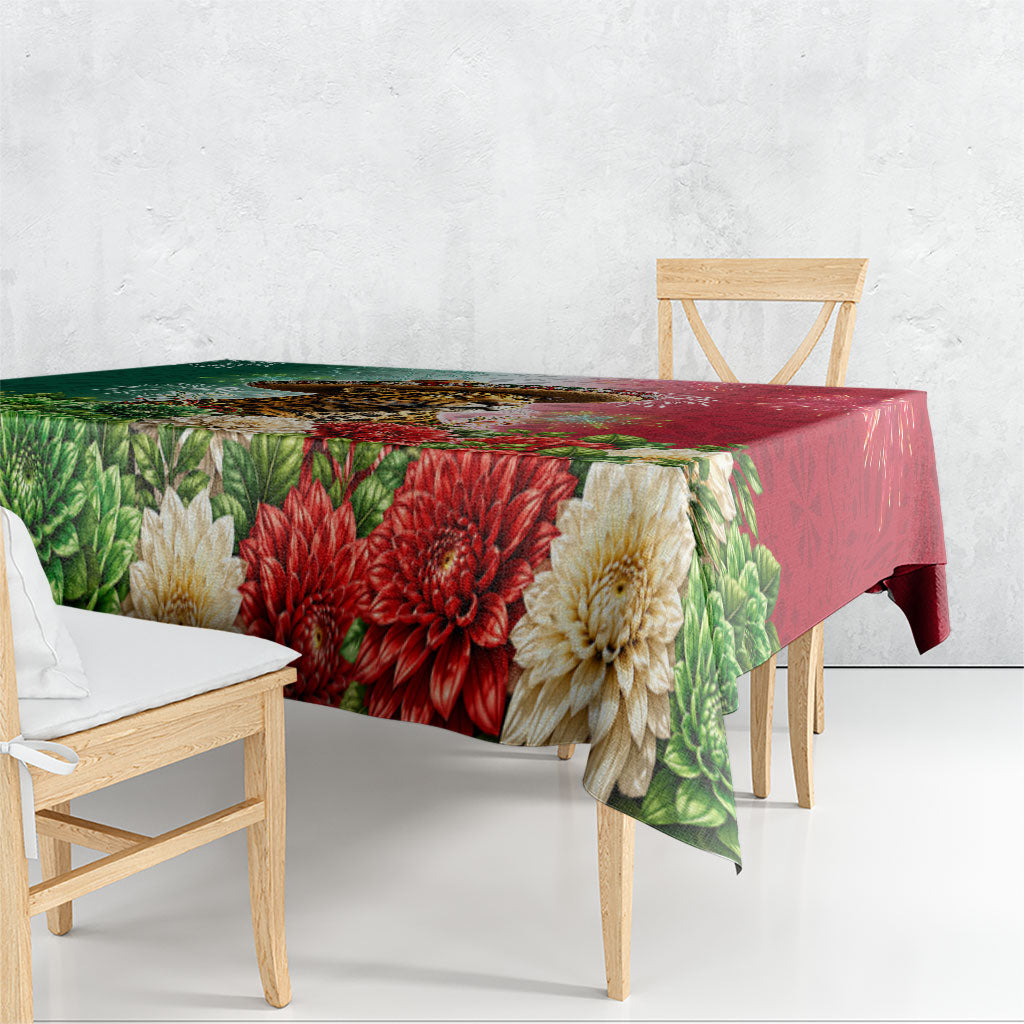Viva Mexico Independence Day Tablecloth Sombrero Jaguar Mayan Pyramid Fireworks