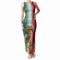 Viva Mexico Independence Day Tank Maxi Dress Sombrero Jaguar Mayan Pyramid Fireworks