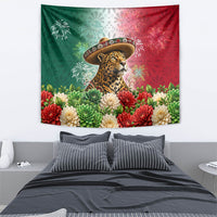 Viva Mexico Independence Day Tapestry Sombrero Jaguar Mayan Pyramid Fireworks