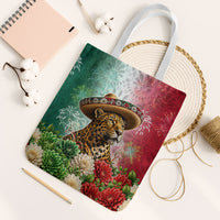 Viva Mexico Independence Day Tote Bag Sombrero Jaguar Mayan Pyramid Fireworks