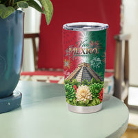 Viva Mexico Independence Day Tumbler Cup Sombrero Jaguar Mayan Pyramid Fireworks